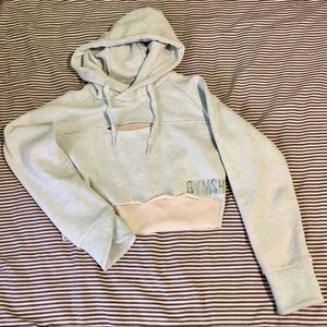 Cropped Raw Edge Hoodie (seafoam)